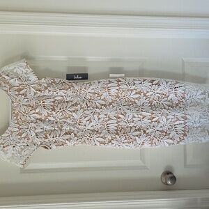 Lulu's Cream and White Floral Lace Dress